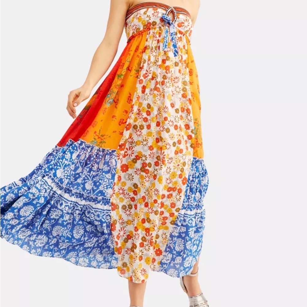 Free People Golden Dreams Strapless Maxi Dress